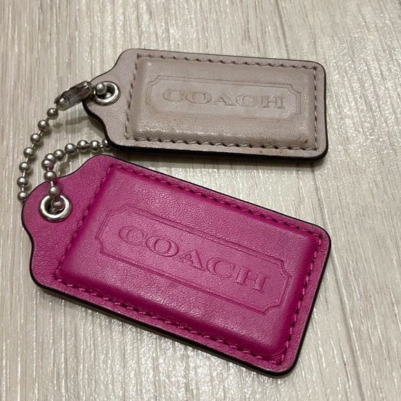 Coach Double Hang Tag Pink Purple Beige Handbag Accessory Replacement from Dual - Picture 1 of 8